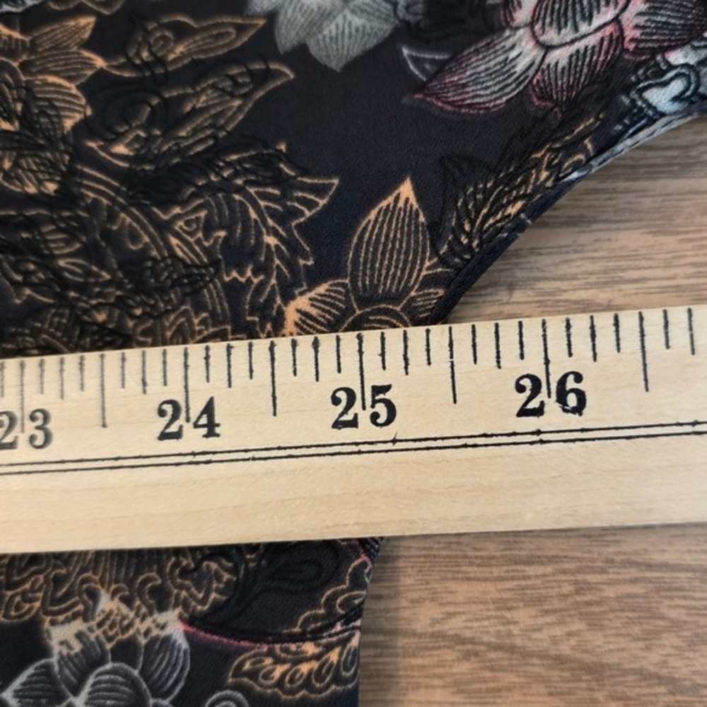 Next Floral Kimono Wrap Women 14 Black Pink Pintuck Open Front Cardigan - Picture 6 of 13